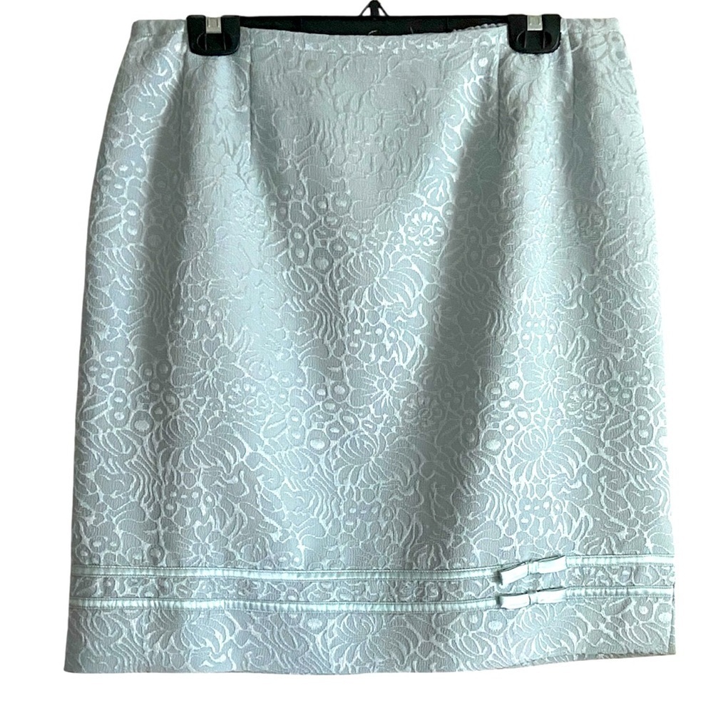 VTG Plaza South Women’s Floral Pencil Skirt Light Blue With Bows Plus Size 14WP